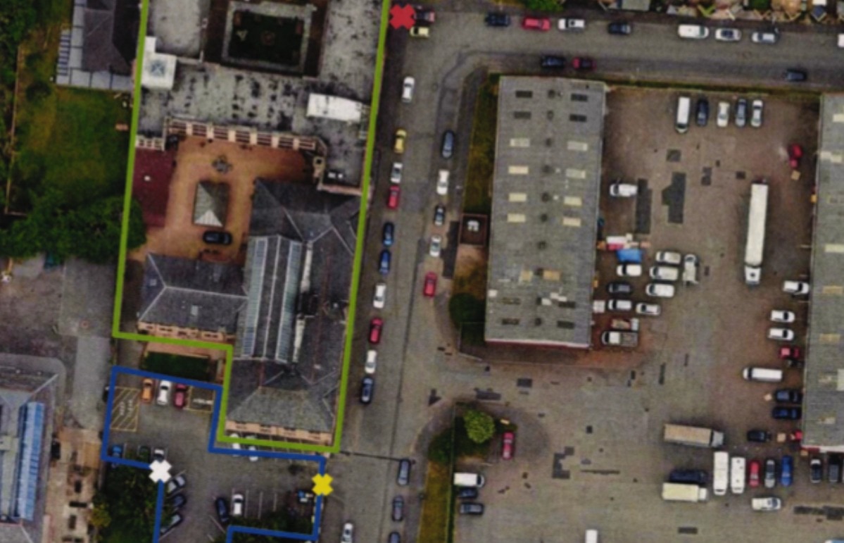 The white cross (bottom left corner) marks where Mr Kearin’s body was found.