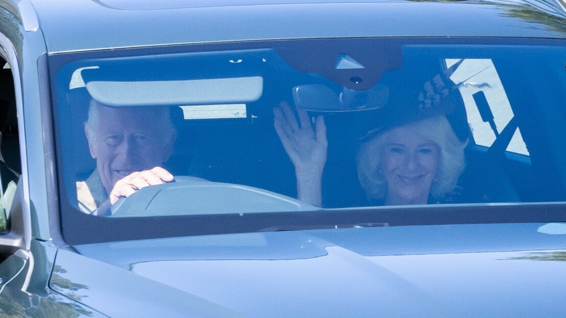 Charles drives Camilla to Sunday church service in Scotland