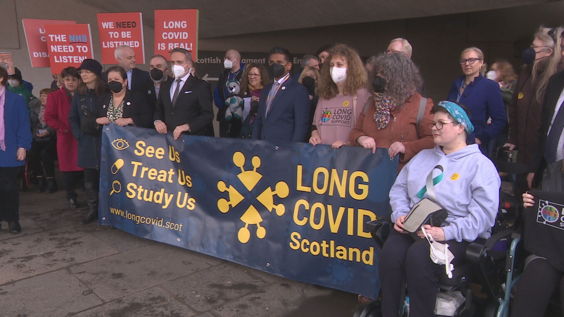 Long Covid campaigners outside parliament