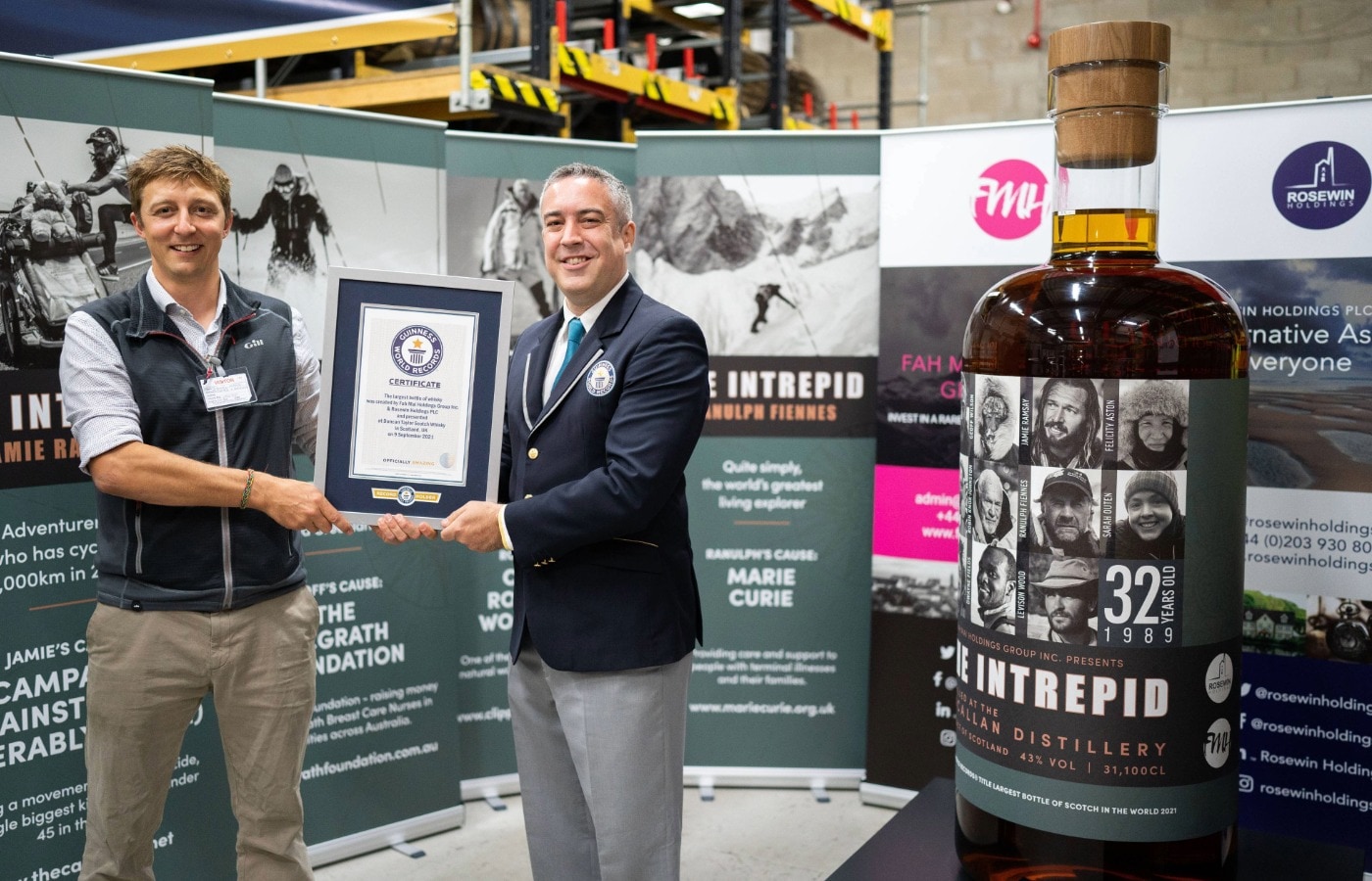 A 311-litre bottle of Scotch whisky in Huntly, Scotland.