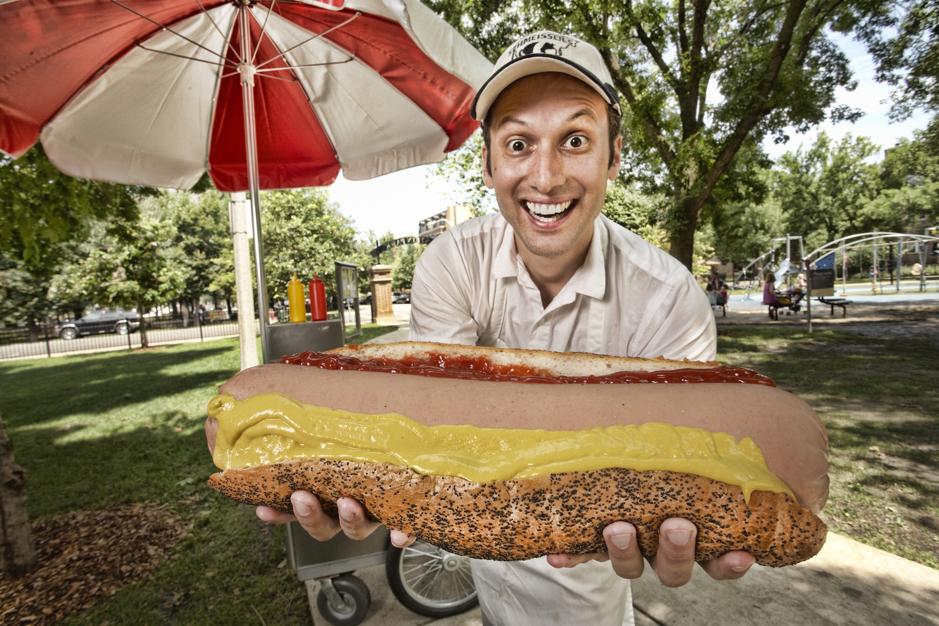 Dan Abbate holds the record for the largest hot dog commercially available (Kevin Scott Ramos/Guinness World Records/PA)