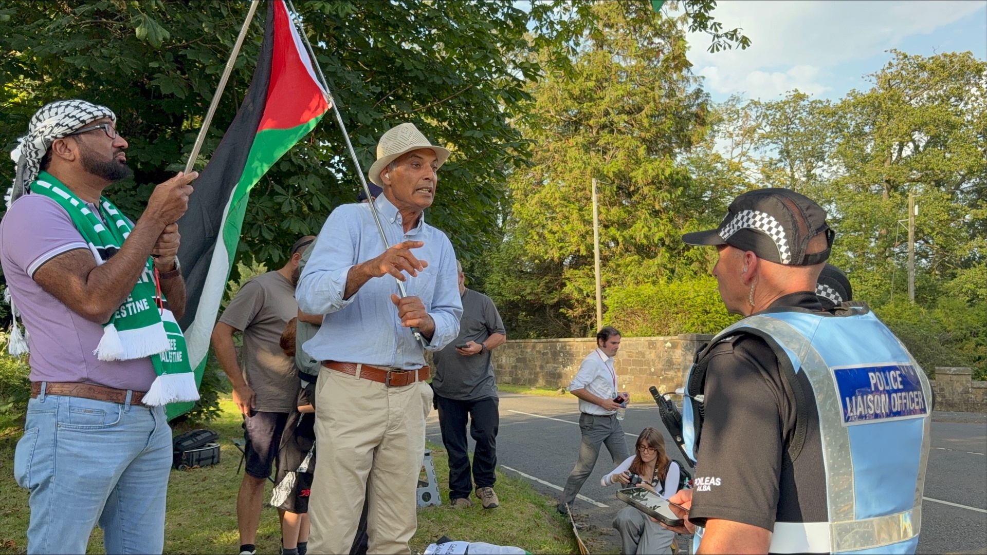 Dozens of pro-Palestine protesters turned up at the resort (Craig Meighan/PA).
