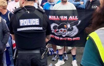Police investigating banner at Falkirk anti-asylum hotel protest