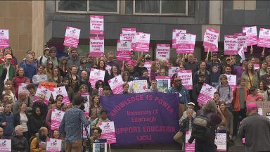 Edinburgh University staff on the picket line over £140m cuts