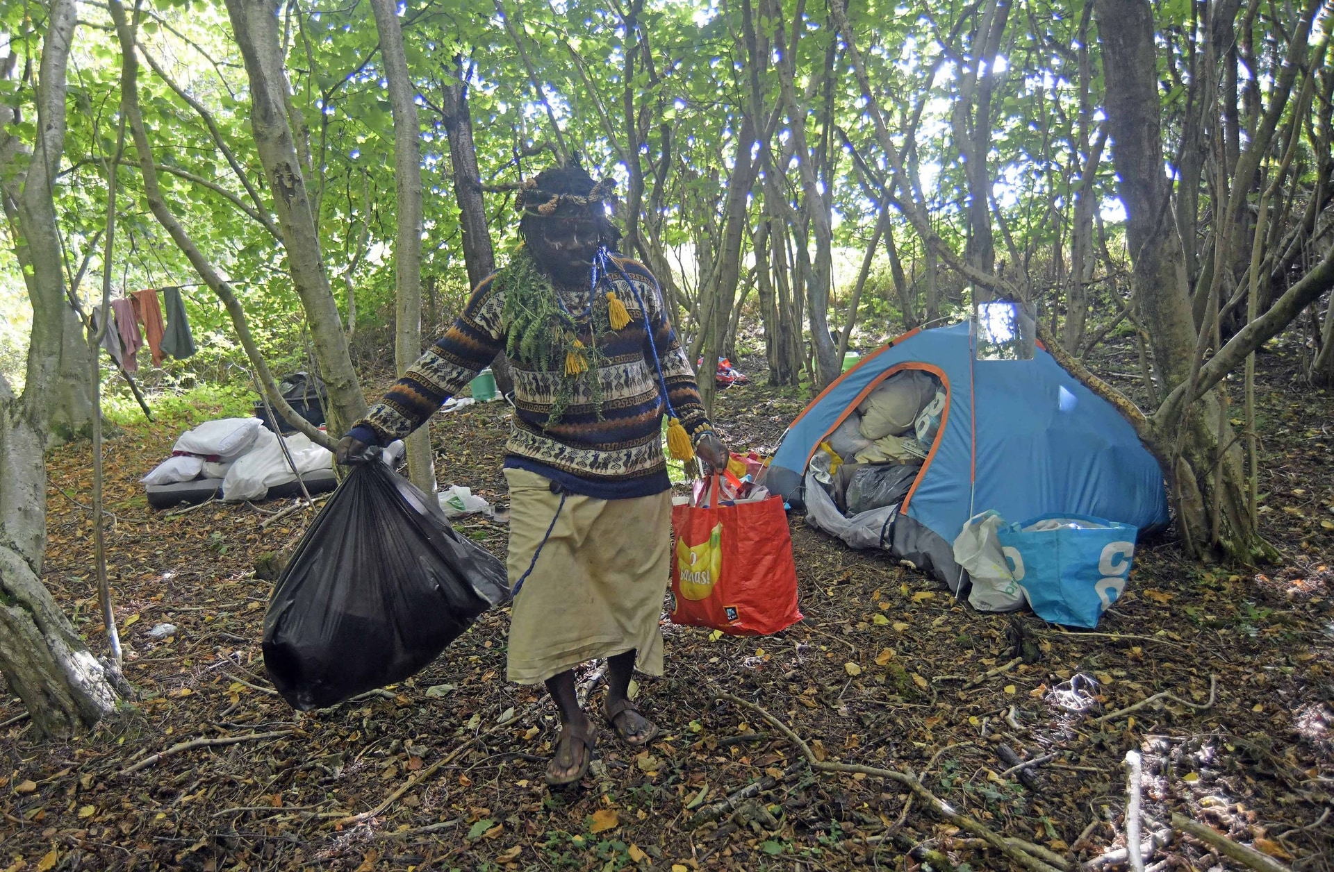 The group has been camping in woodland (Mike Boyd/PA)