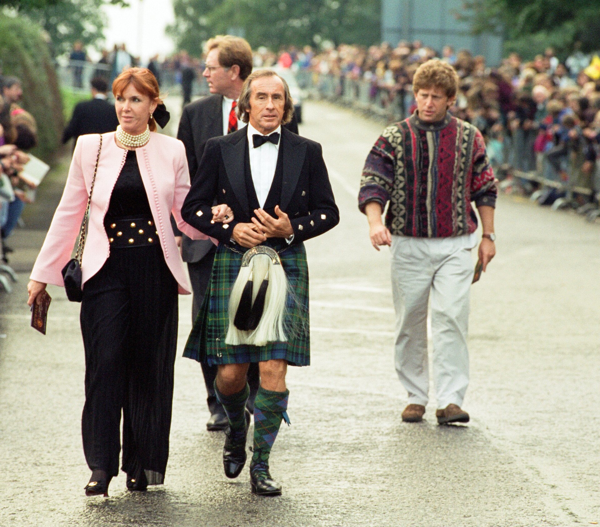 Jackie Stewart attends the premiere of Braveheart in Stirling, Scotland. 3rd September 1995. (Photo by Staff/Mirrorpix/Getty Images)