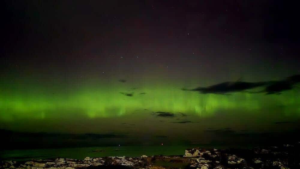 Northern Lights spotted over West Beach at Lossiemouth, Moray