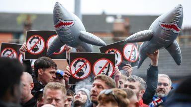 Rangers fans protest at Ibrox to call for Russell Martin and Patrick Stewart to be sacked
