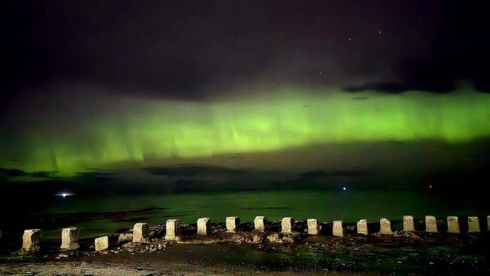 Northern Lights spotted over West Beach at Lossiemouth, Moray