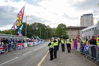 Protest and counter-protest takes place outside Cladhan Hotel in Falkirk housing asylum seekers