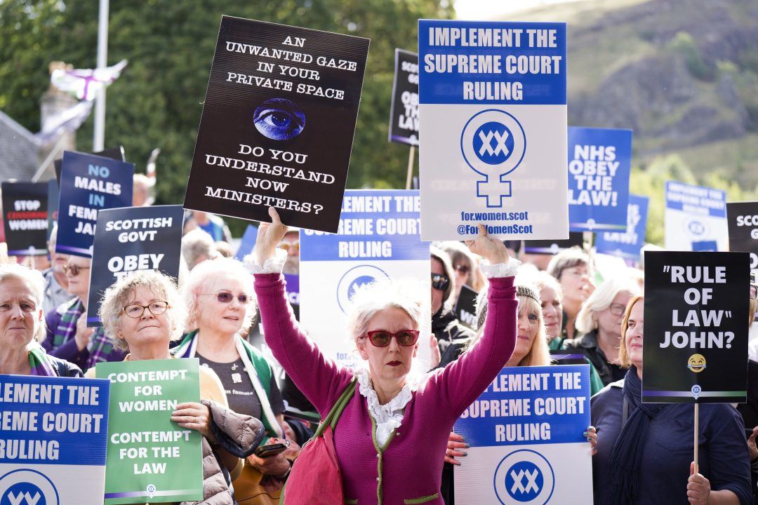 Police ‘reviewing circumstances’ around protest by women’s rights campaigners