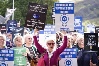 Police ‘reviewing circumstances’ around protest by women’s rights campaigners
