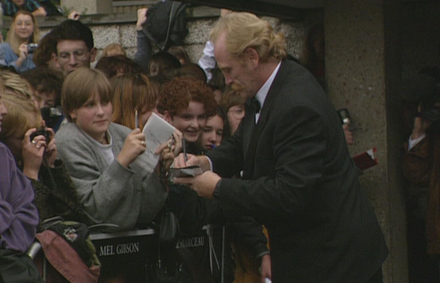James Cosmo signing autographs at the Braveheart European premiere, Stirling, September 3 1995