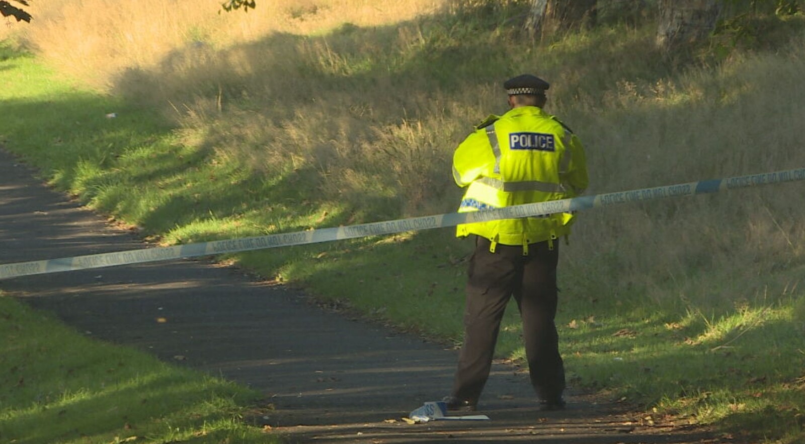 The section of South Road Park has been taped off by police.