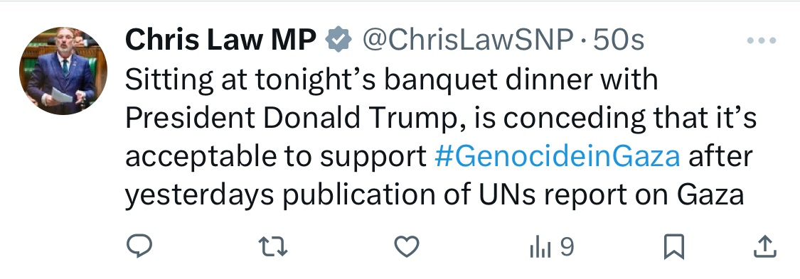 A screengrab of Chris Law's since-deleted post on X.