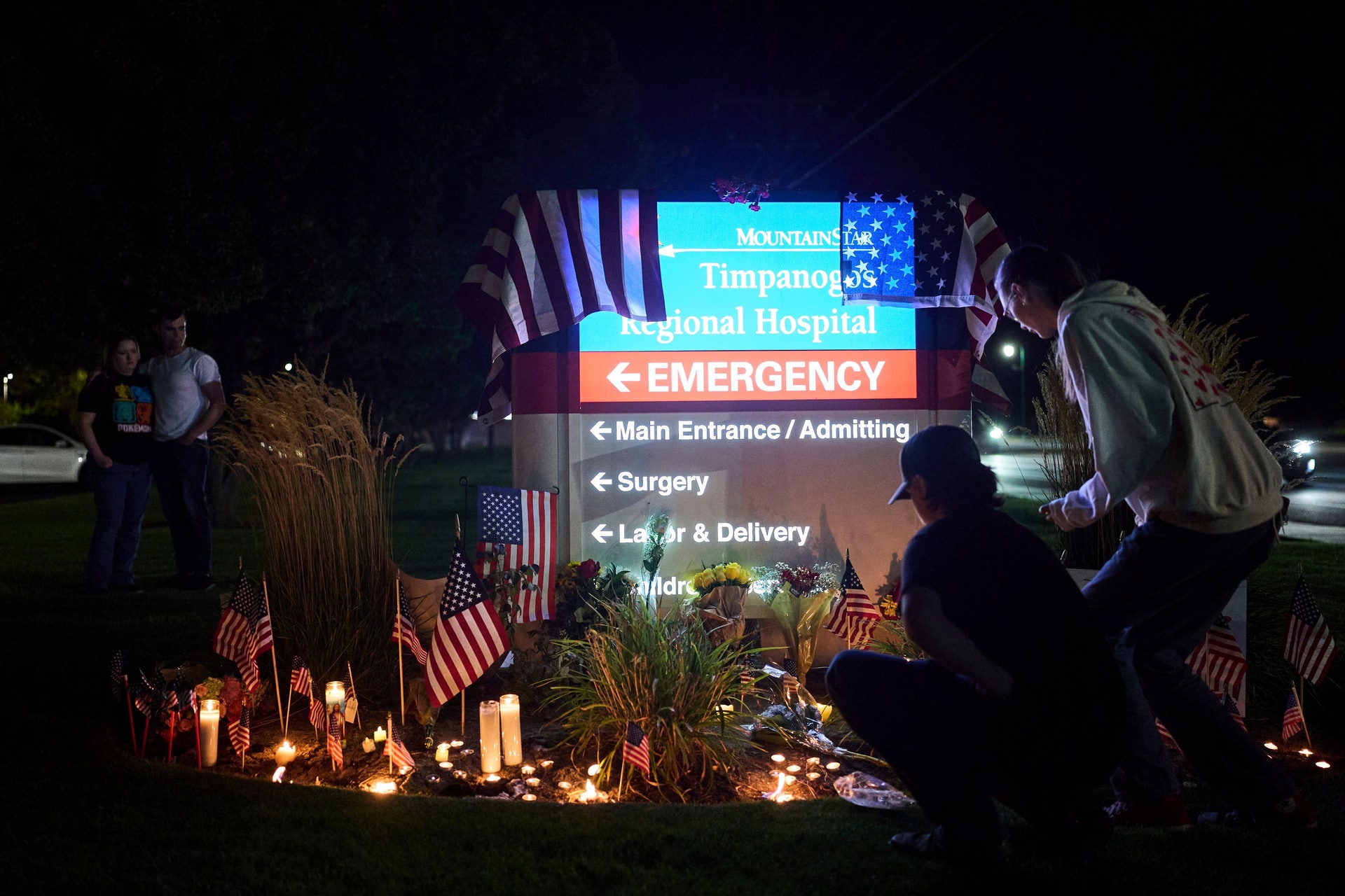A vigil was held for Charlie Kirk outside Timpanogos Regional Hospital