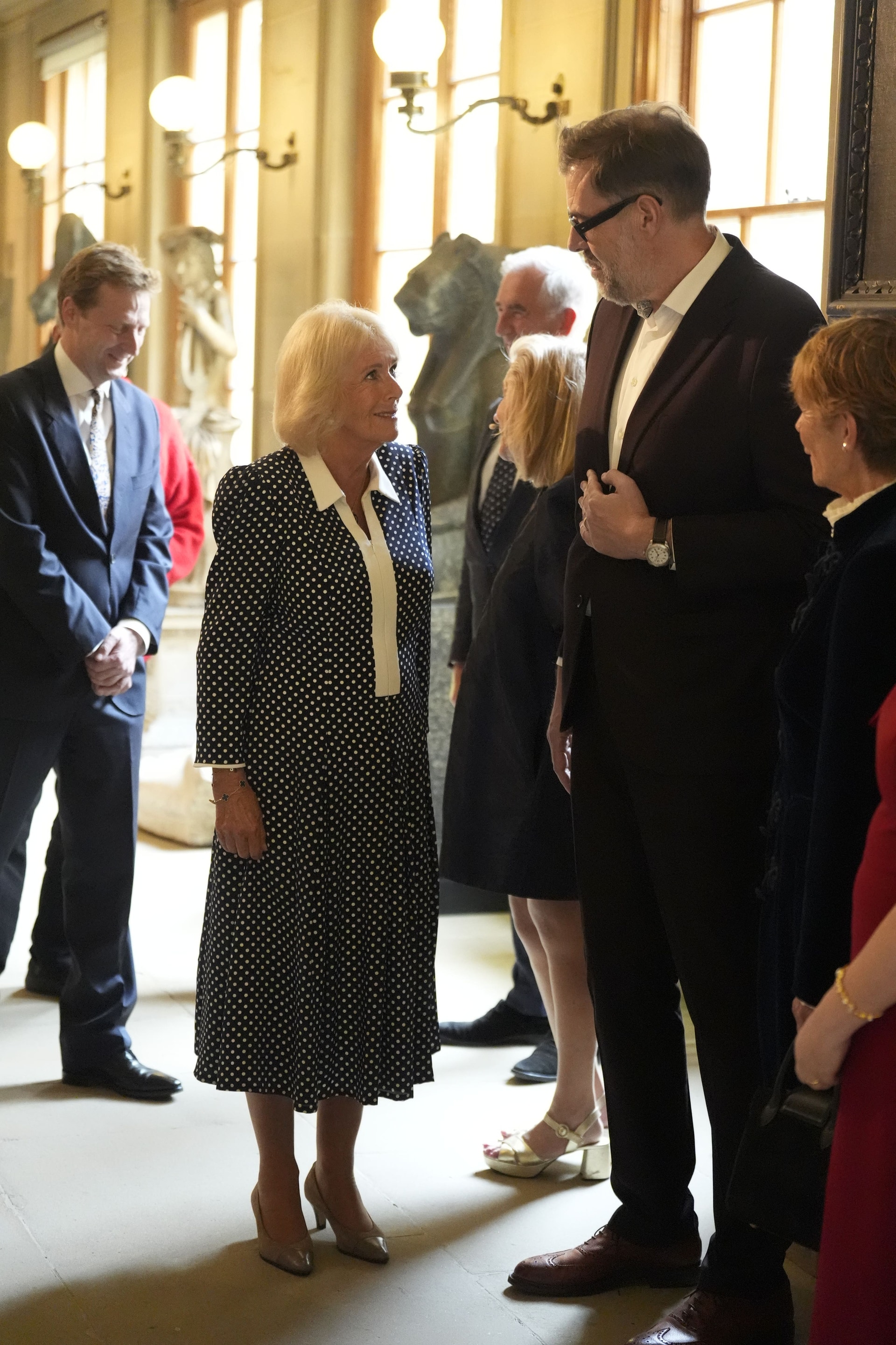 Camilla meeting author Richard Osman (Danny Lawson/PA).