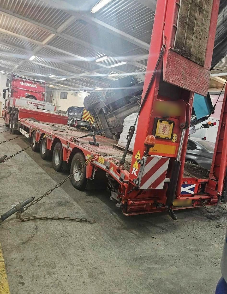 On Wednesday, October 22, 2025, NorthLink's MV Hamnavoe ferry was travelling across the Pentland Firth from Stromness to Scrabster when a flatbed lorry shed its load sending a large piece of machinery crashing down onto cars and vans.