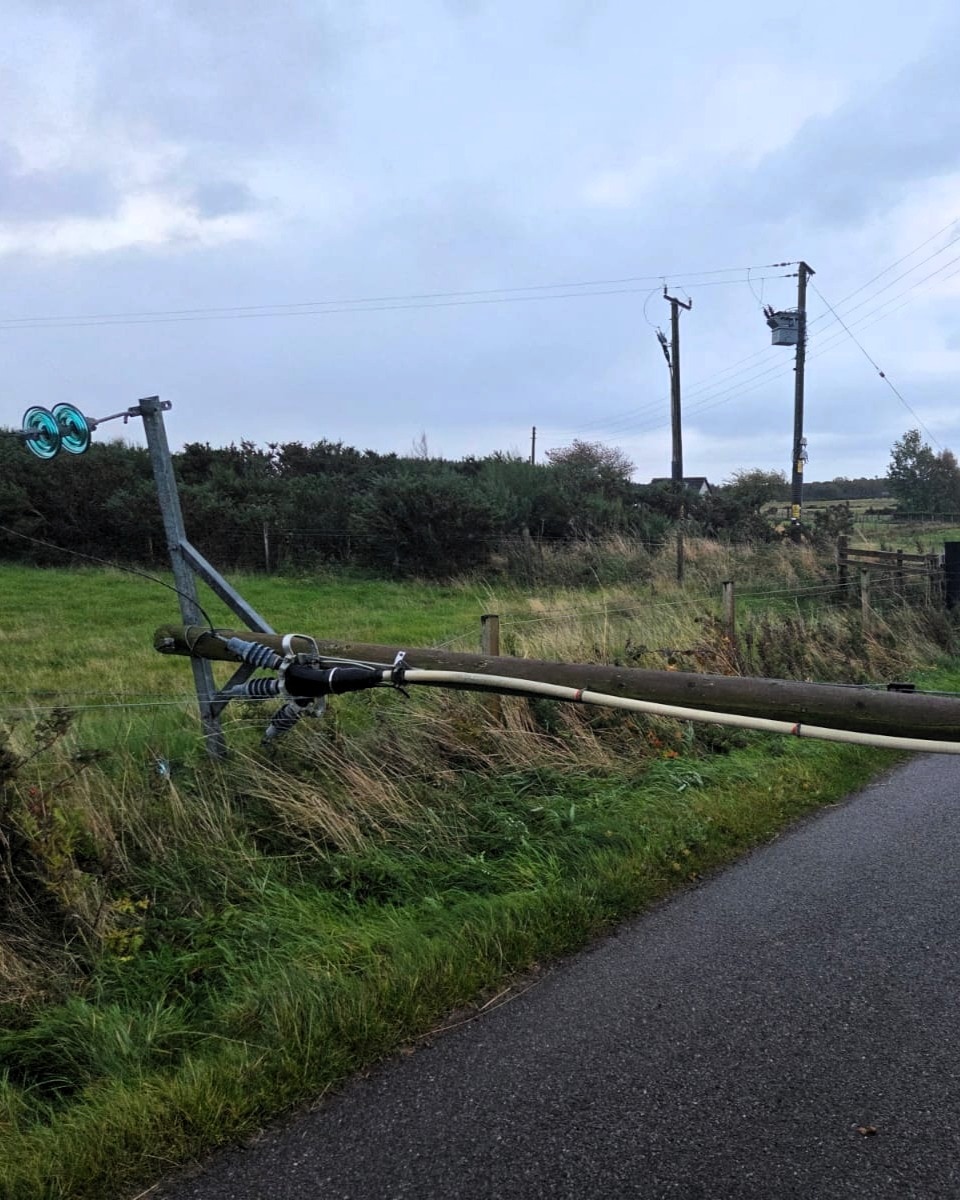 Power lines were damaged during Storm Amy