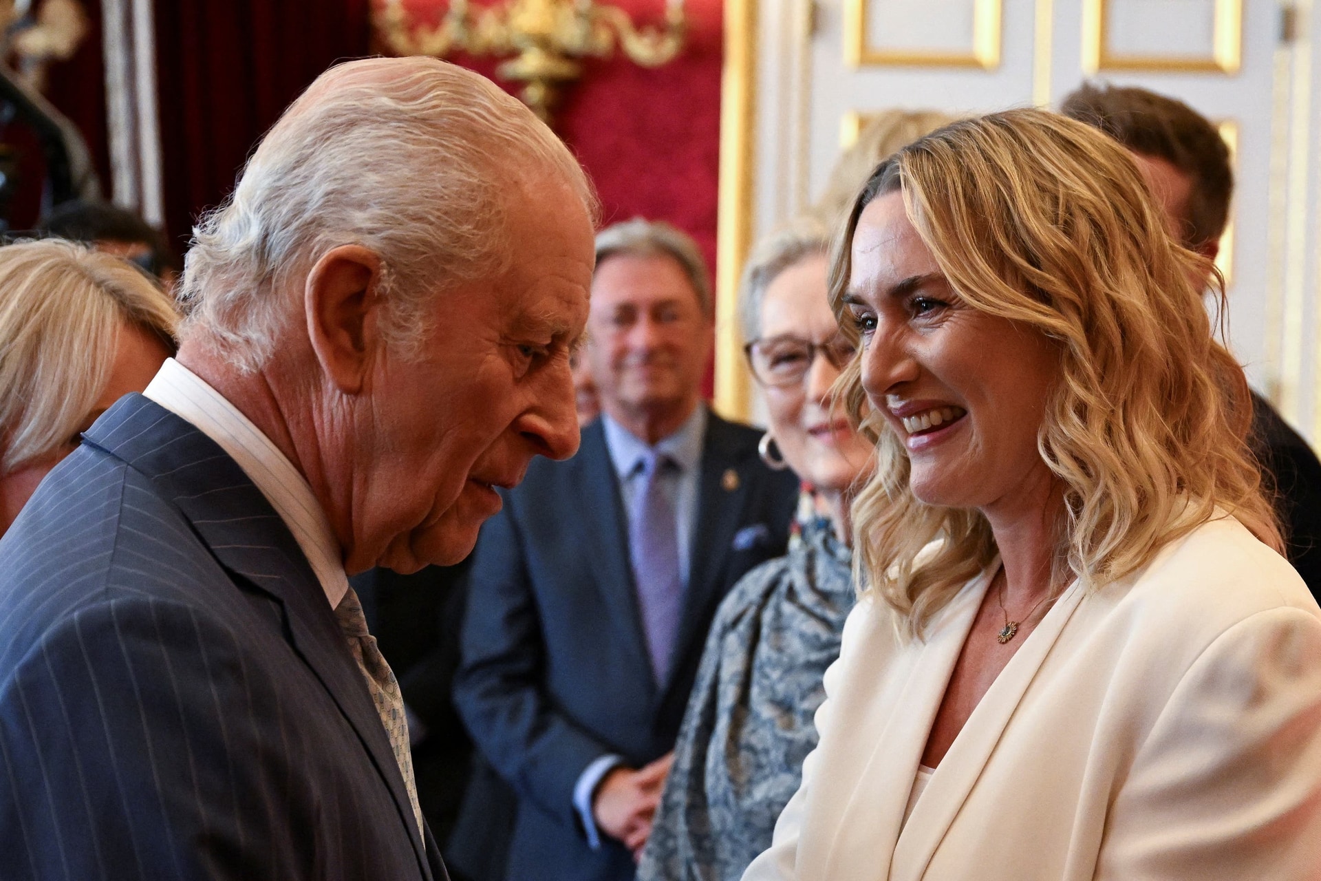 Charles speaks to Kate Winslet during the King’s Foundation Awards ceremony at St James’s Palace, London (Chris Ratcliffe/PA).