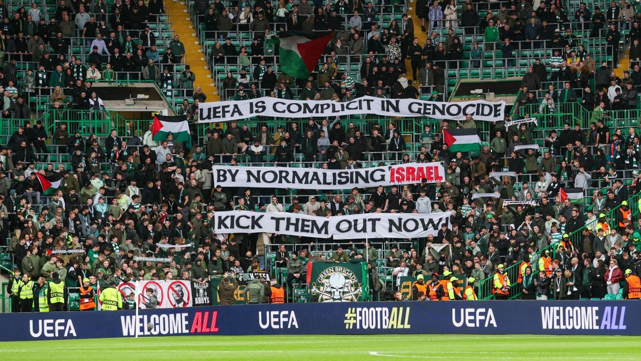 Green Brigade target UEFA over Israel with ‘complicit in genocide’ banner during Celtic v Braga match