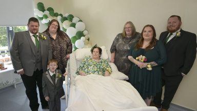 Ayrshire mum battling cancer in hospital realises dream of seeing son get married 