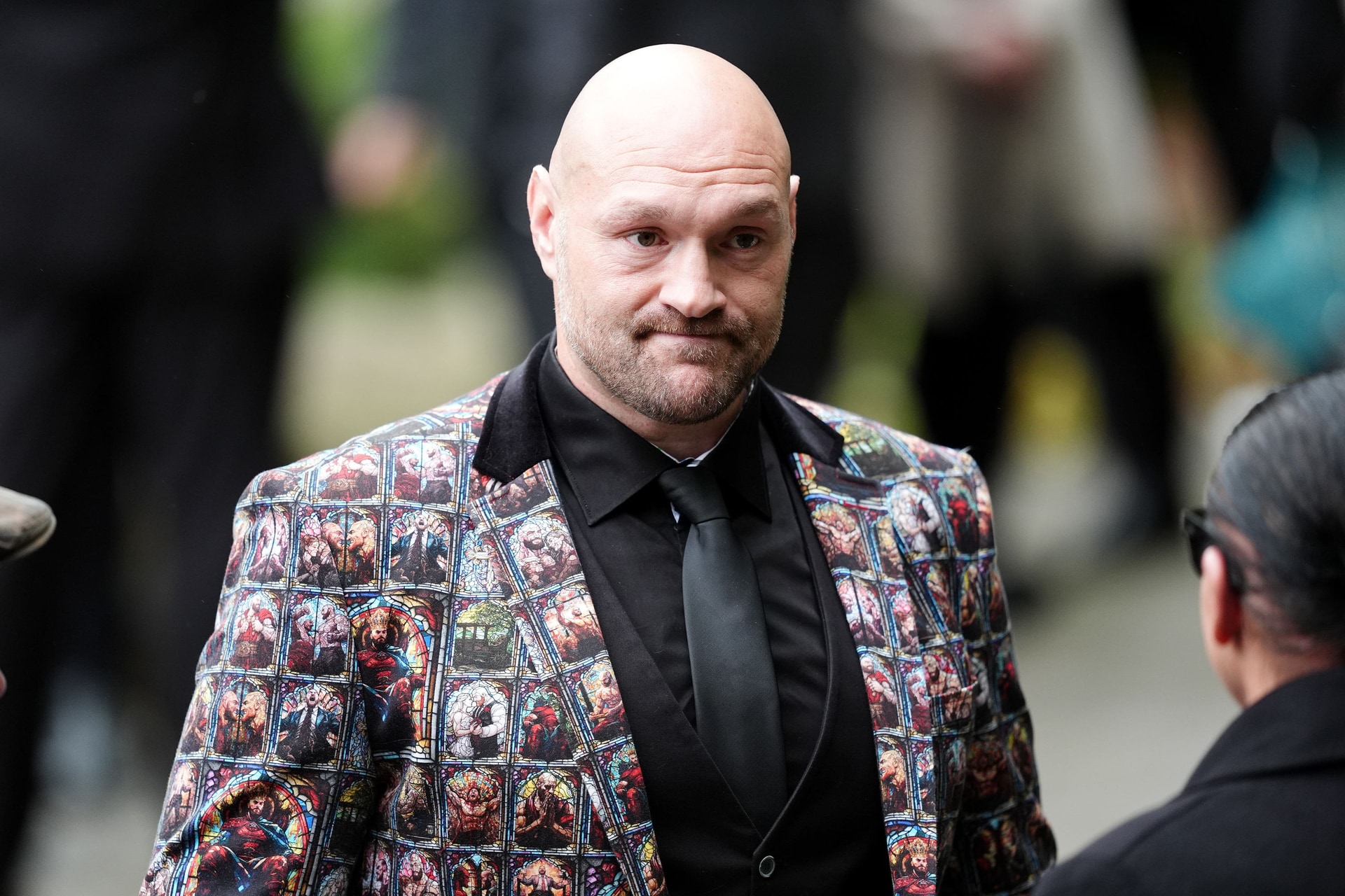 Tyson Fury arrives ahead of the funeral service for Ricky Hatton at Manchester Cathedra