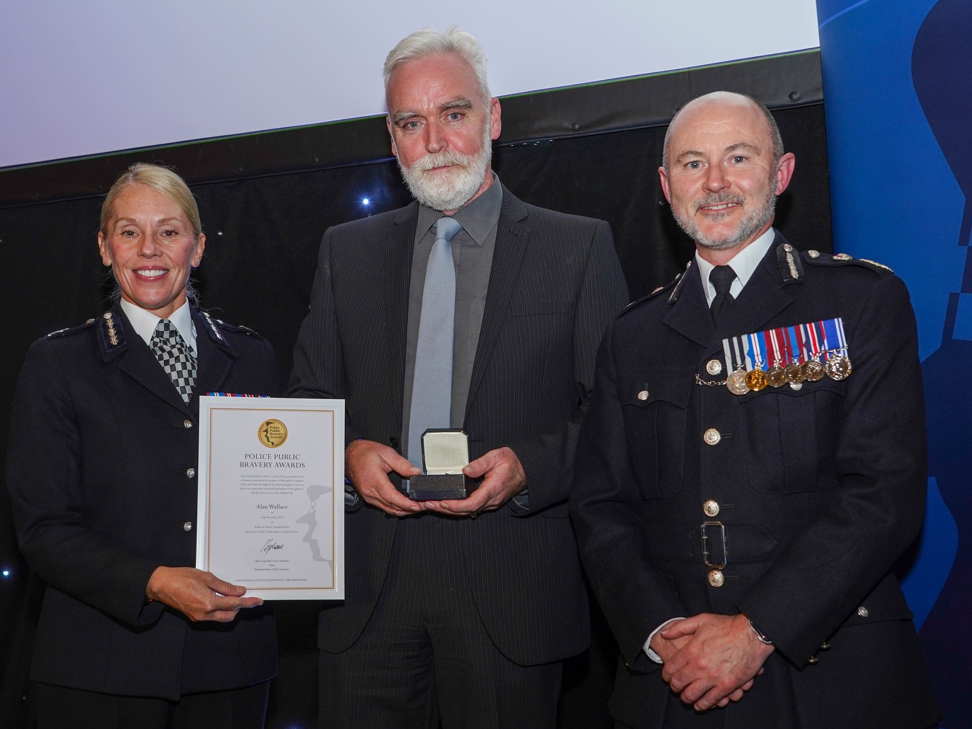 Alan Wallace received a silver medal after rescuing a man from a loch in Campbeltown in November 2023