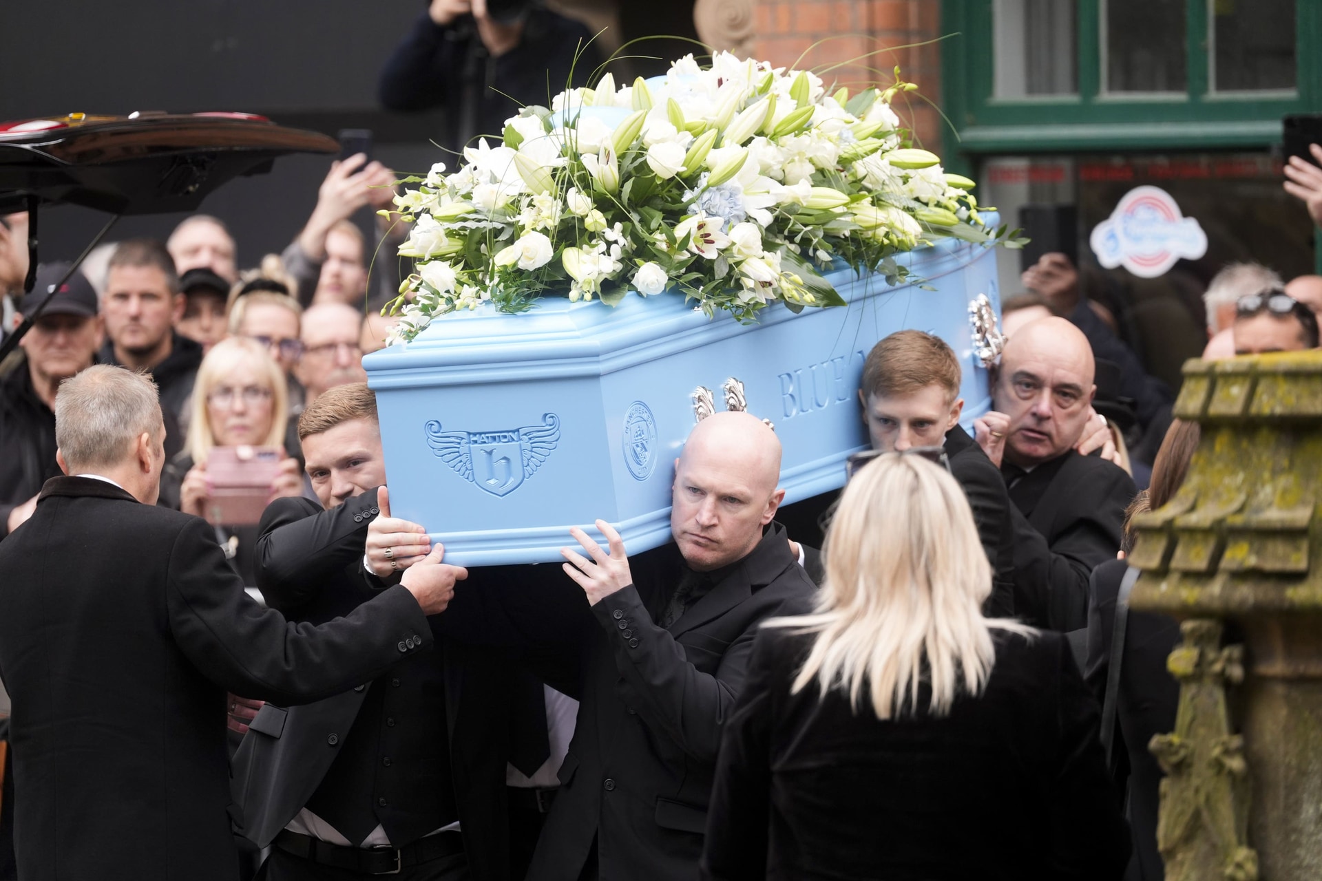 The coffin of Ricky Hatton is carried out of Manchester Cathedral