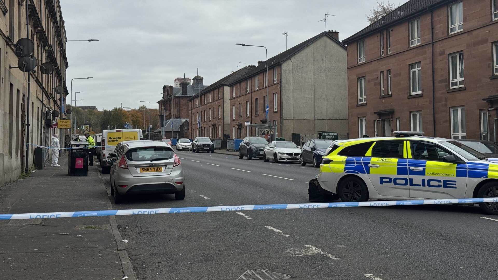 A police cordon in place in the Hawthorn Street area of Springburn.