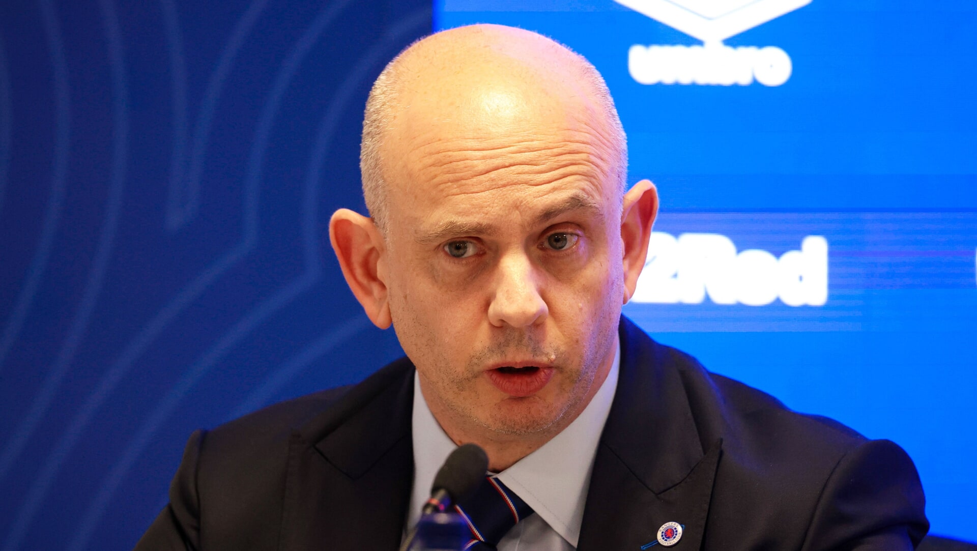 GLASGOW, SCOTLAND - OCTOBER 21: Rangers Chief Executive Patrick Stewart as Danny Rohl is unveiled as the new Head Coach of Rangers Football Club at Ibrox Stadium, on October 21, 2025, in Glasgow, Scotland. (Photo by Alan Harvey / SNS Group)