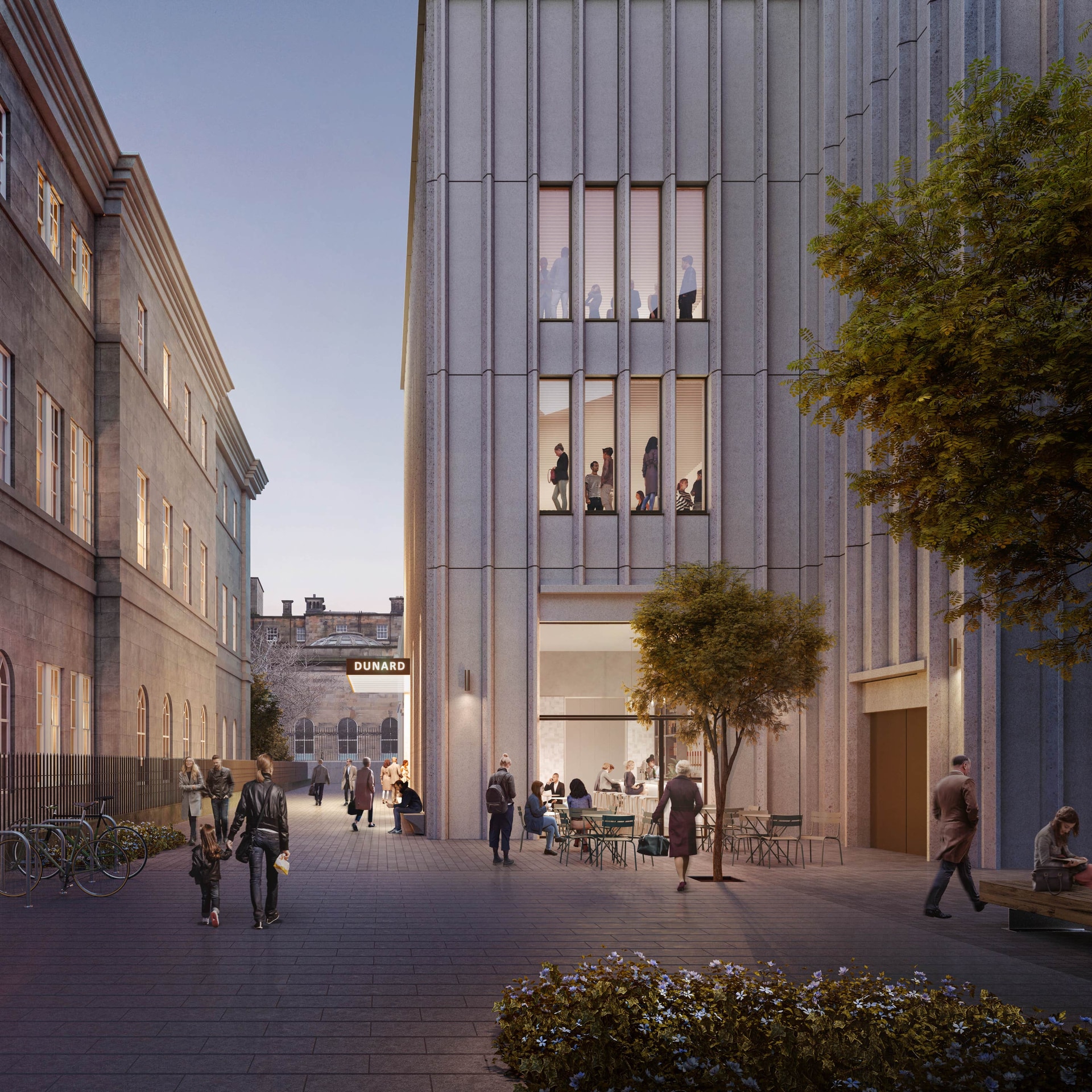 An artist’s impression of the cafe terrace at the Dunard Centre