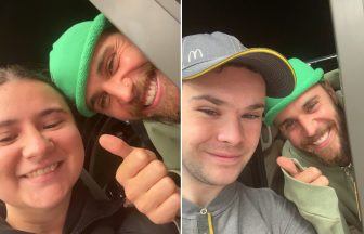 Justin Bieber pictured at McDonald’s drive-thru in Dundee during visit to Scotland