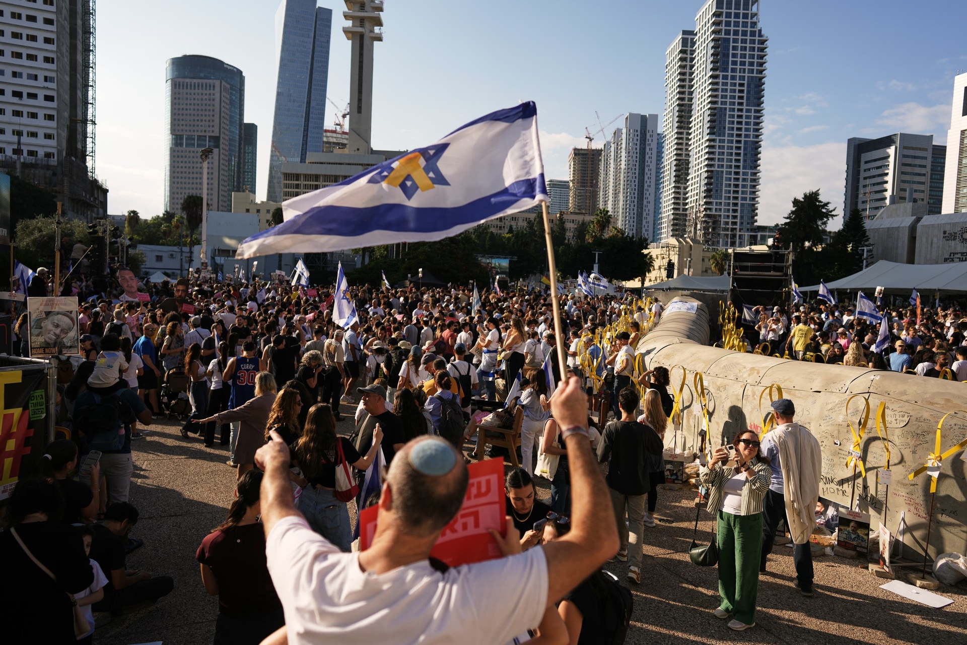 Tens of thousands of people are watching events unfold in Israel (AP).
