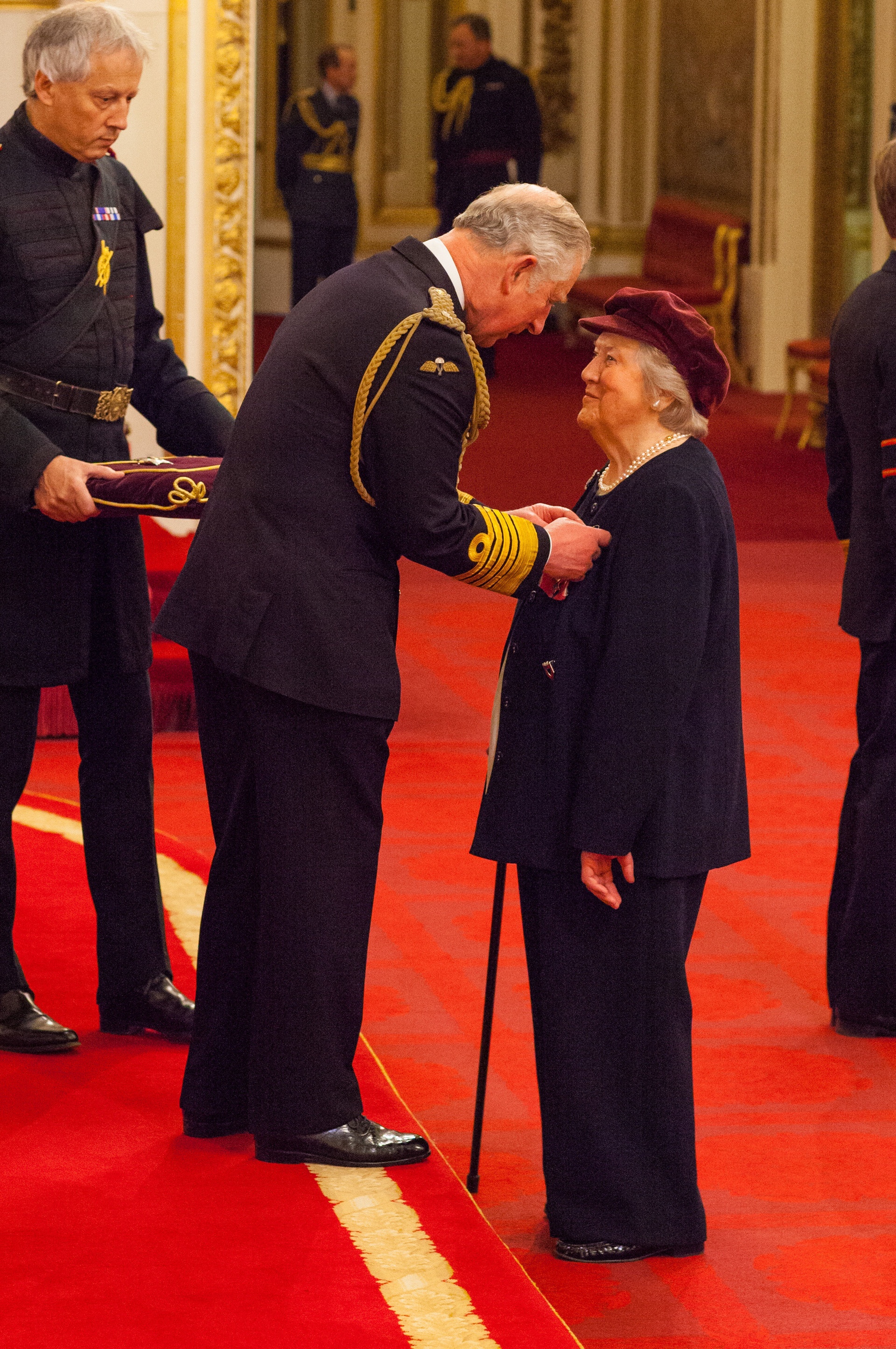 Dame Patricia Routledge was made a Dame Commander of the British Empire by the then- Prince of Wales at Buckingham Palace.