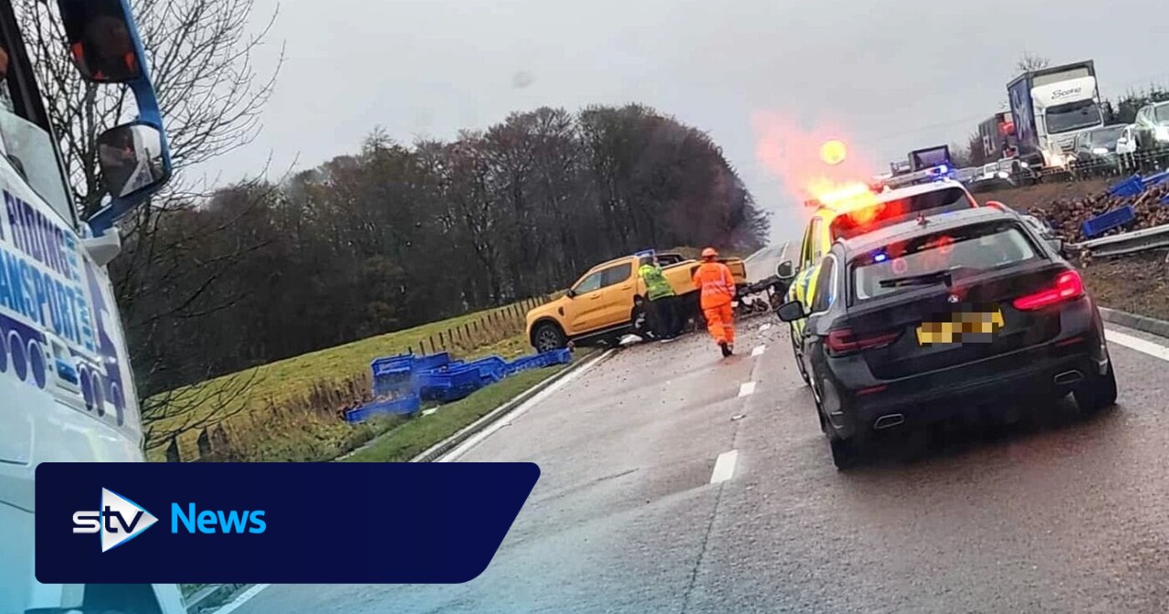 A9 closed after trailer carrying chickens crashes