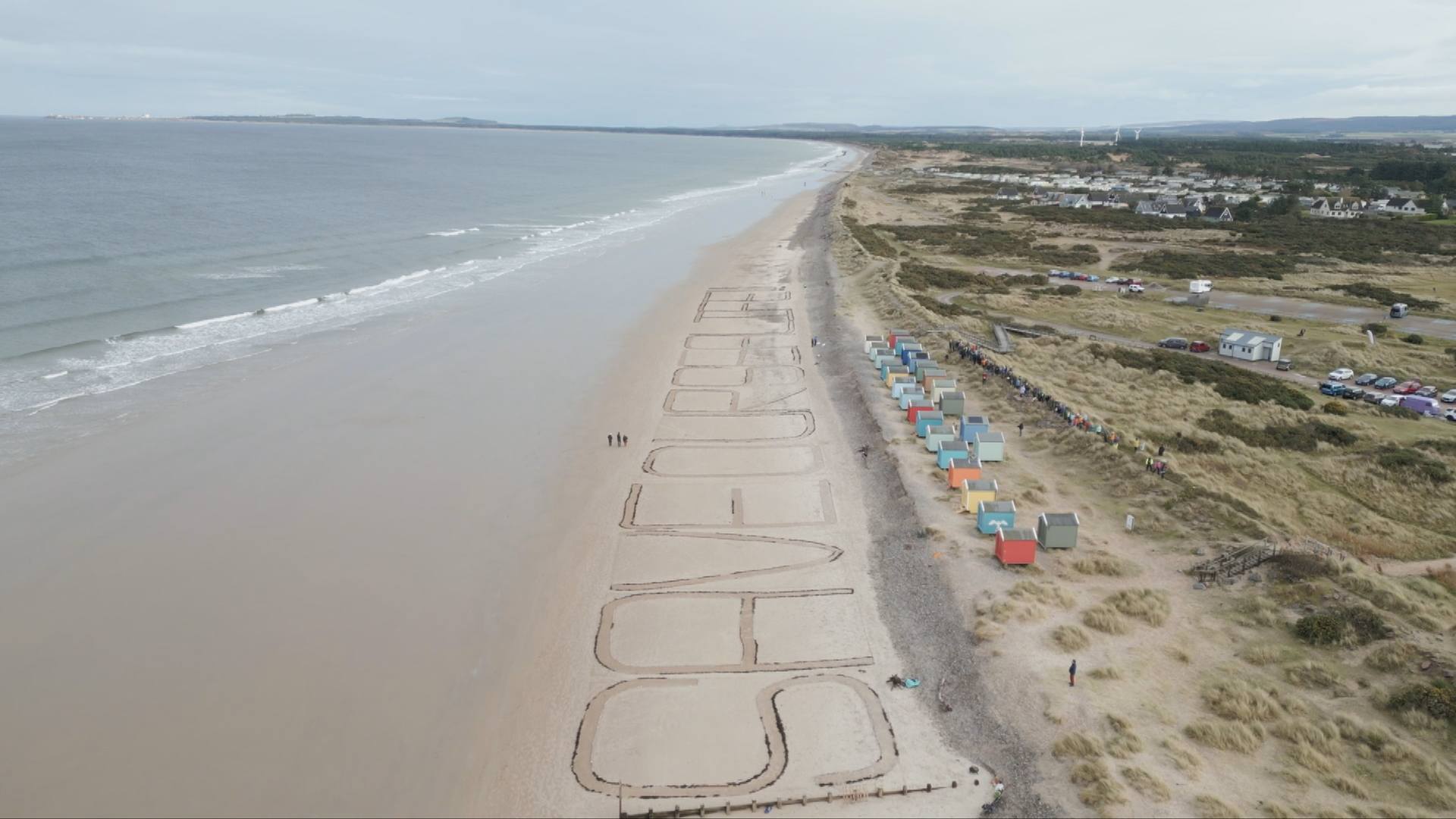 'Save Our Sealife': Protesters write message in the sand