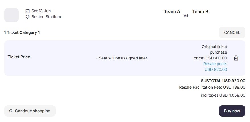 A game in Boston, Massachusetts, on June 13, was first sold for $410. But they are now listed for more than $1,000 after taxes.