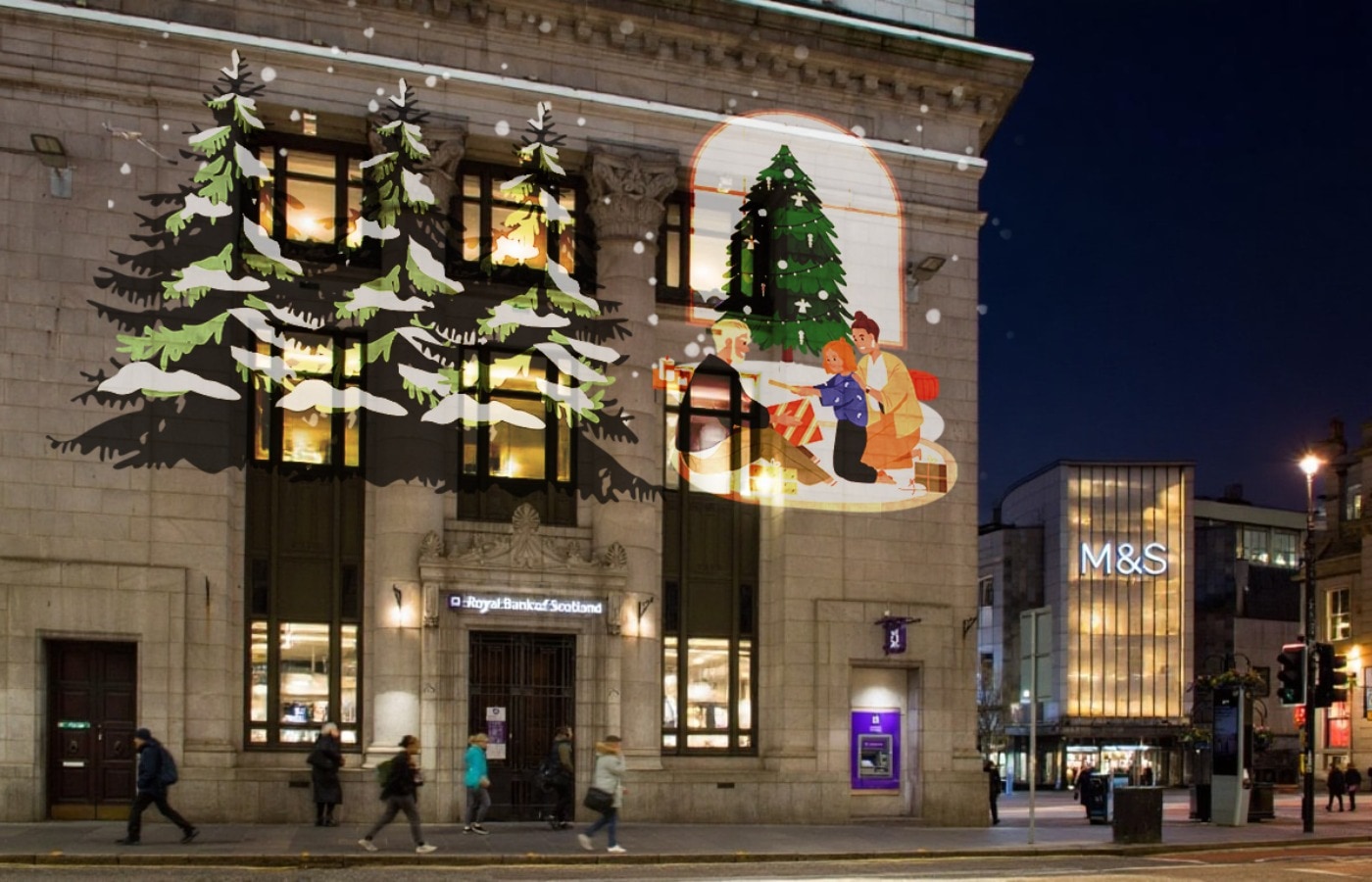 Three of the most iconic buildings on Union Street will also become glittering beacons of Christmas cheer.