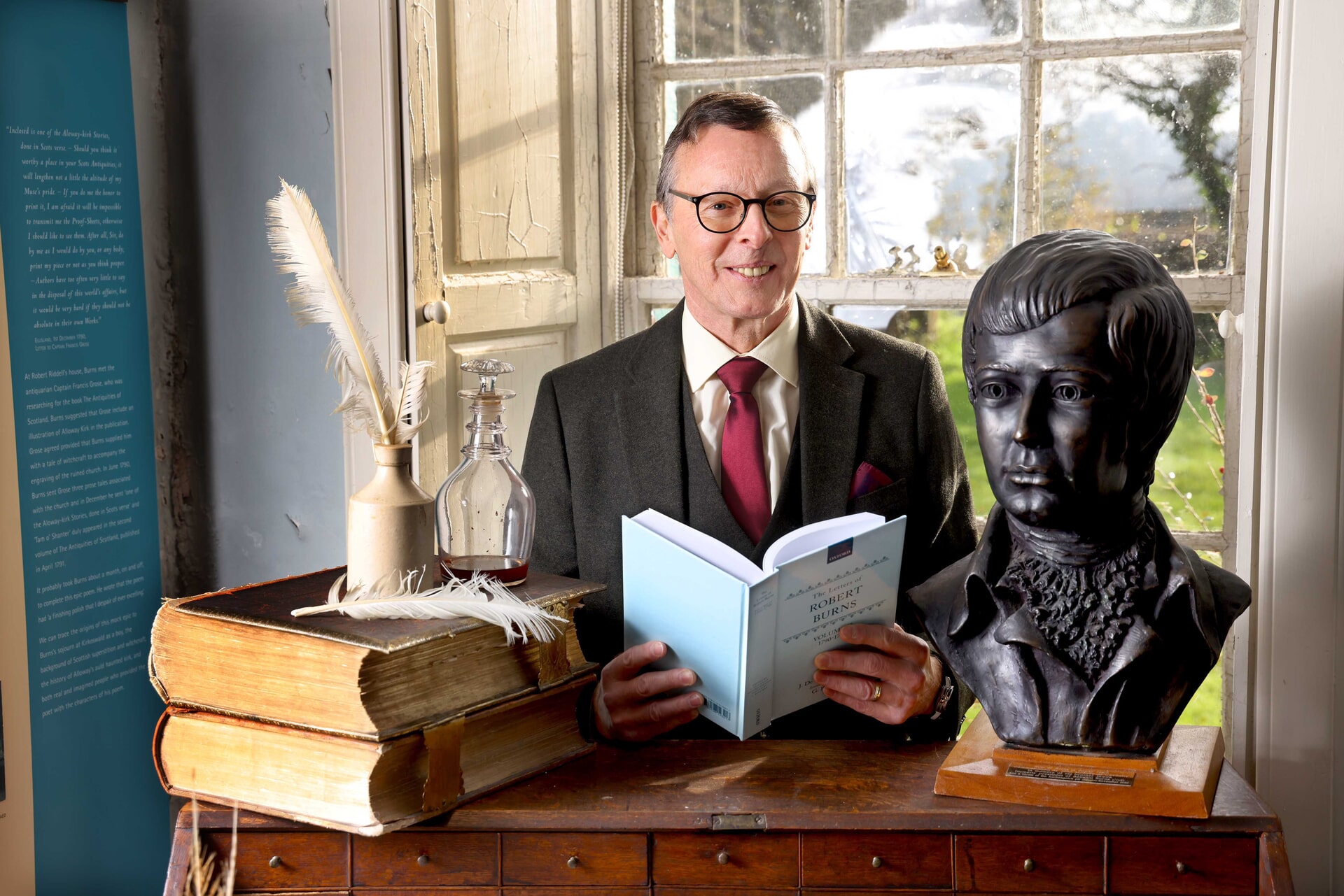 Duncan Dornan, chair of Robert Burns Ellisland Trust, in The Spence - Robert Burns' study at Ellisland Farm, where he wrote many of his most famous works.