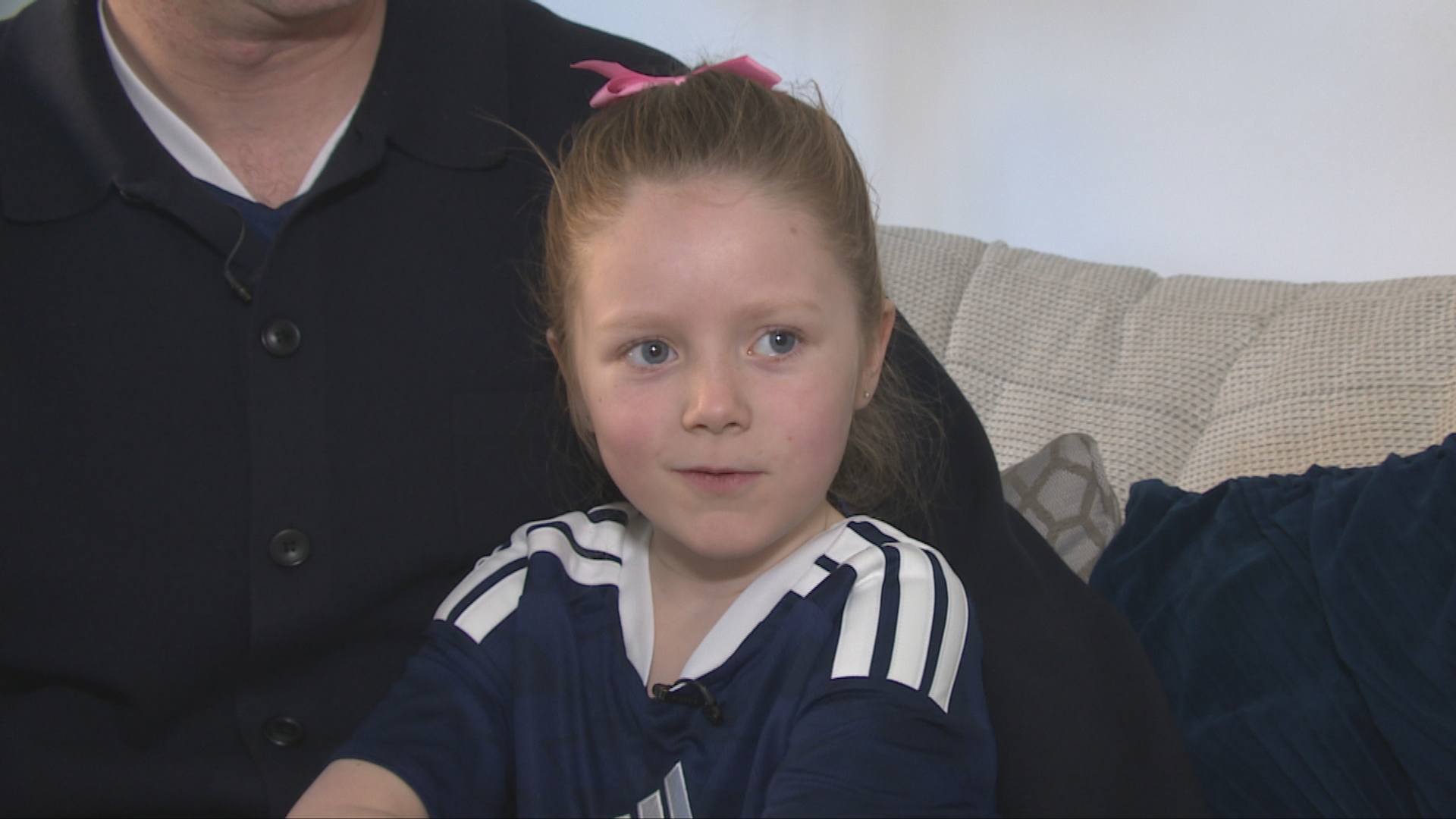 Maisie was delighted to catch Scott McTominay's overhead kick in time