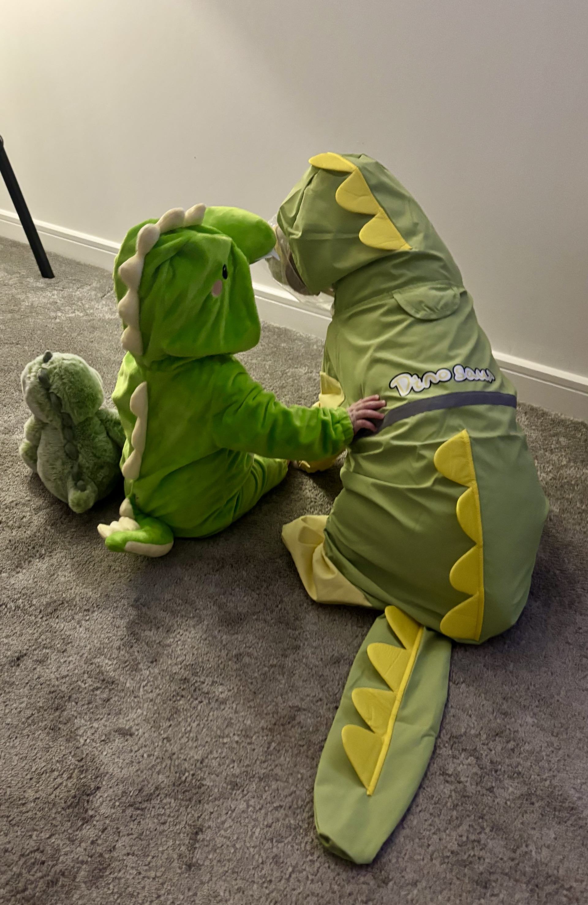 Six-month-old Greyson celebrated his first Halloween with Teddy.
