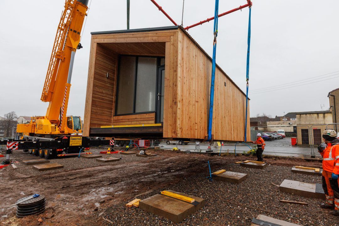 First nest houses land at Scotland’s newest homelessness village, Harriet Gardens
