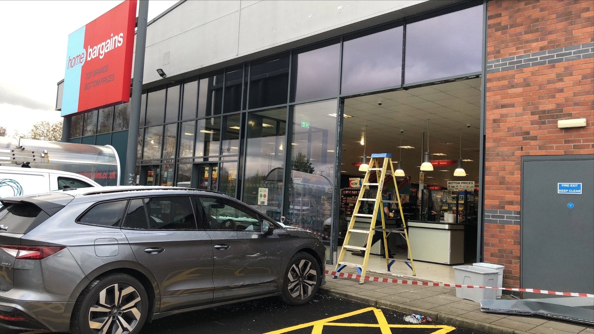 A car has crashed into a Home Bargains store in Milngavie