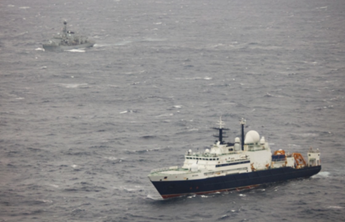 Russian spy ship the Yantar being tracked by the Royal Navy north of Scotland.