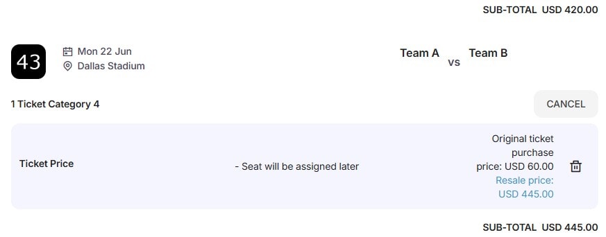Tickets for another group match in Dallas, Texas, on Monday, June 22 - also between two unknown countries - have gone from $60 to $445.