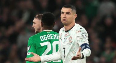 Cristiano Ronaldo could be suspended for Portugal’s opening World Cup games after red card v Ireland