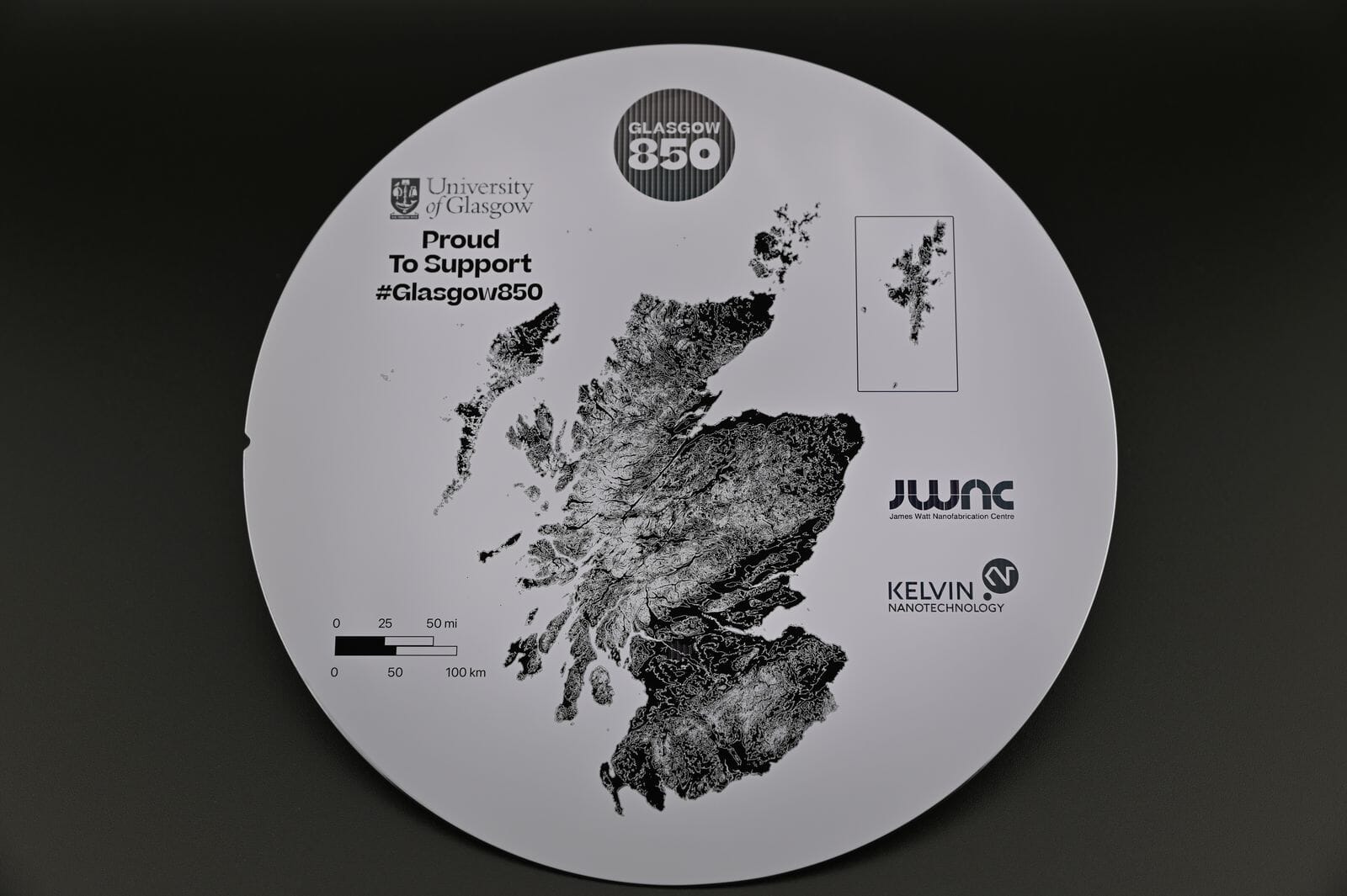 University of Glasgow celebrated the city's 850th anniversary with a tribute – an image of Scotland etched at the wavelength of light.