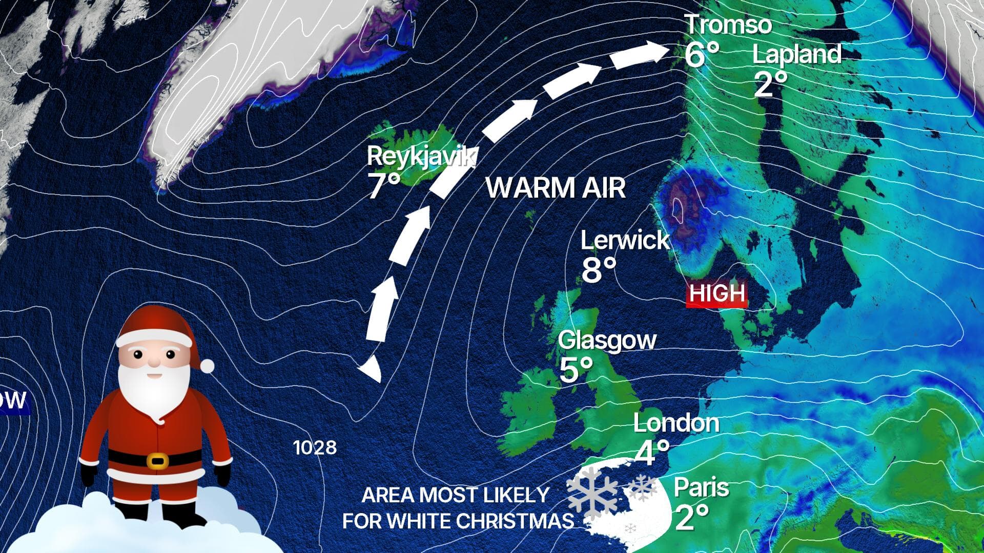 Christmas Day weather map.