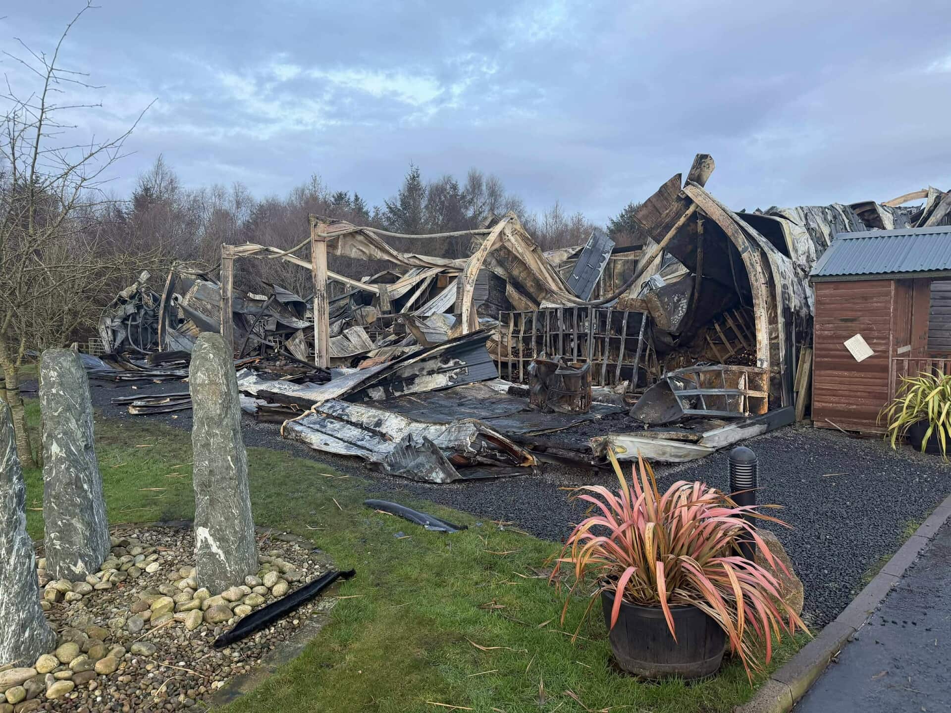 Images showed the shed having been reduced to rubble by the fire.